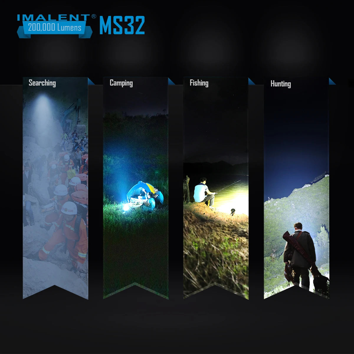 IMALENT MS32 200000 Lumen High Power Flashlight with 32 Cree XH70 II High Brightness LEDs, 100W Type-C Charging