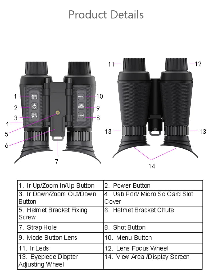 NV8300 Super Light HD 36MP 3D Binoculars Telescope 8X Digital Zoom 300M 7 levels Infrared Night Vision Camera for Hunting