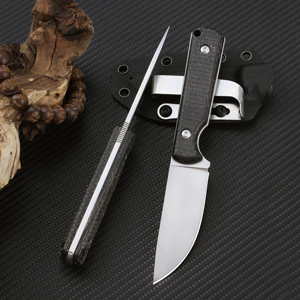 Tunafire Hunting Knives with K Sheath Case D2 Fixed Blade