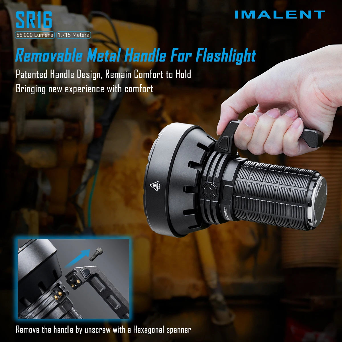 IMALENT SR16 LED Flashlight, 55000 Lumen Super Bright, Rechargeable