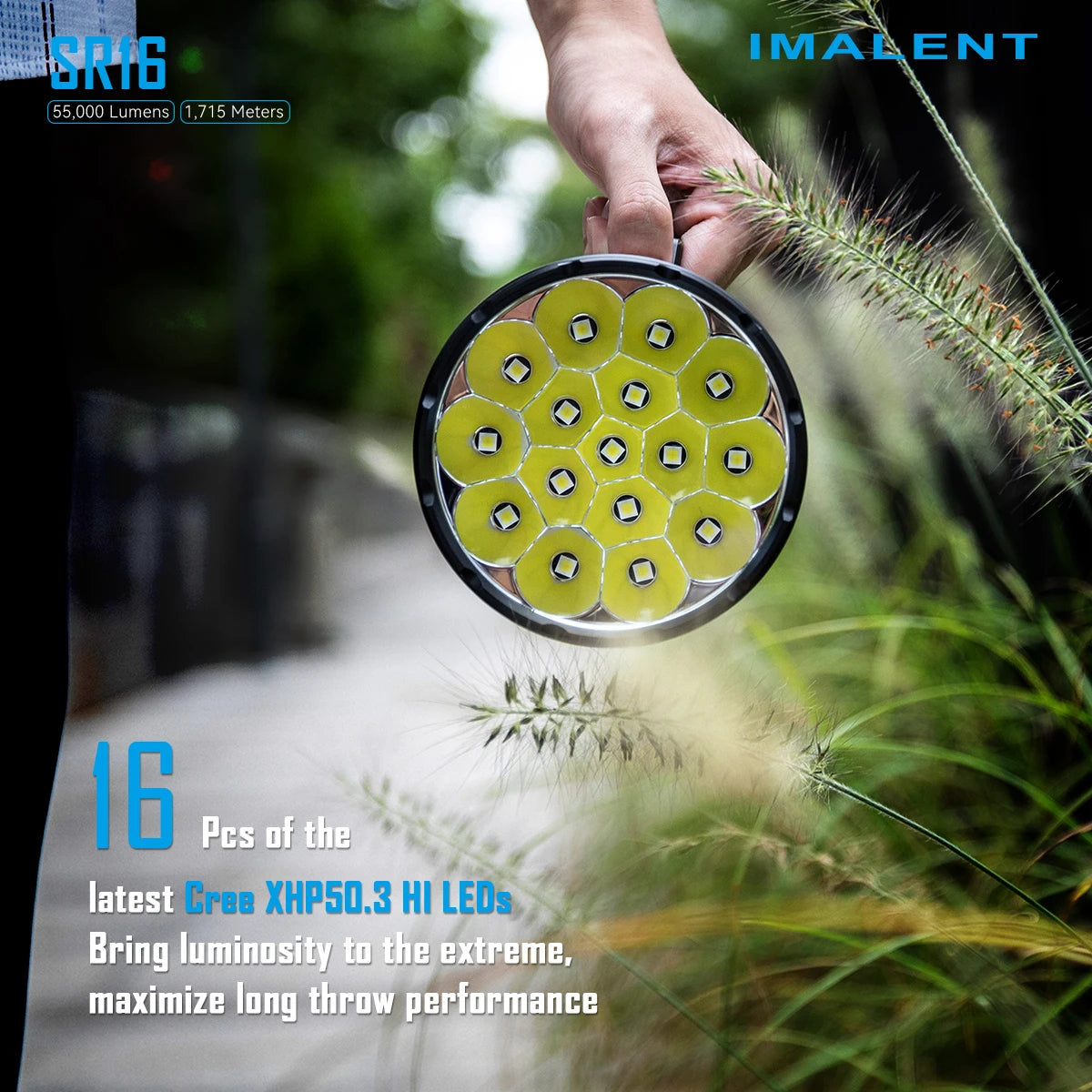 IMALENT SR16 LED Flashlight, 55000 Lumen Super Bright, Rechargeable