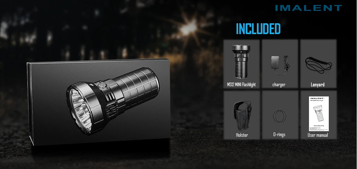 IMALENT MS12 MINI High Power Flashlight 65000 Lumens, Rechargeable