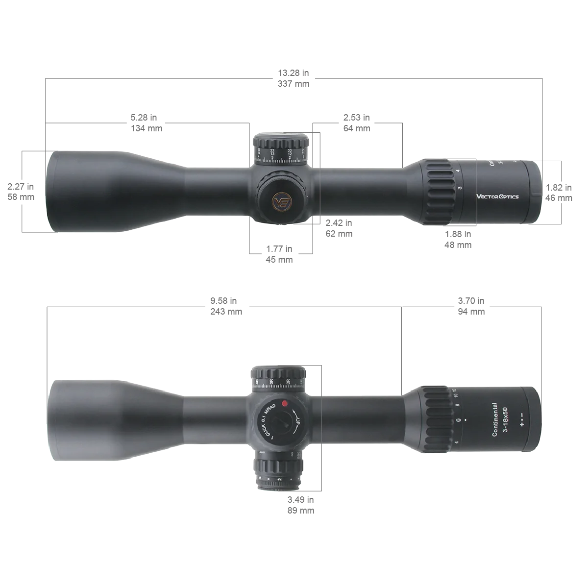 Vector Optics Continental 3-18x50 HD FFP Riflescope