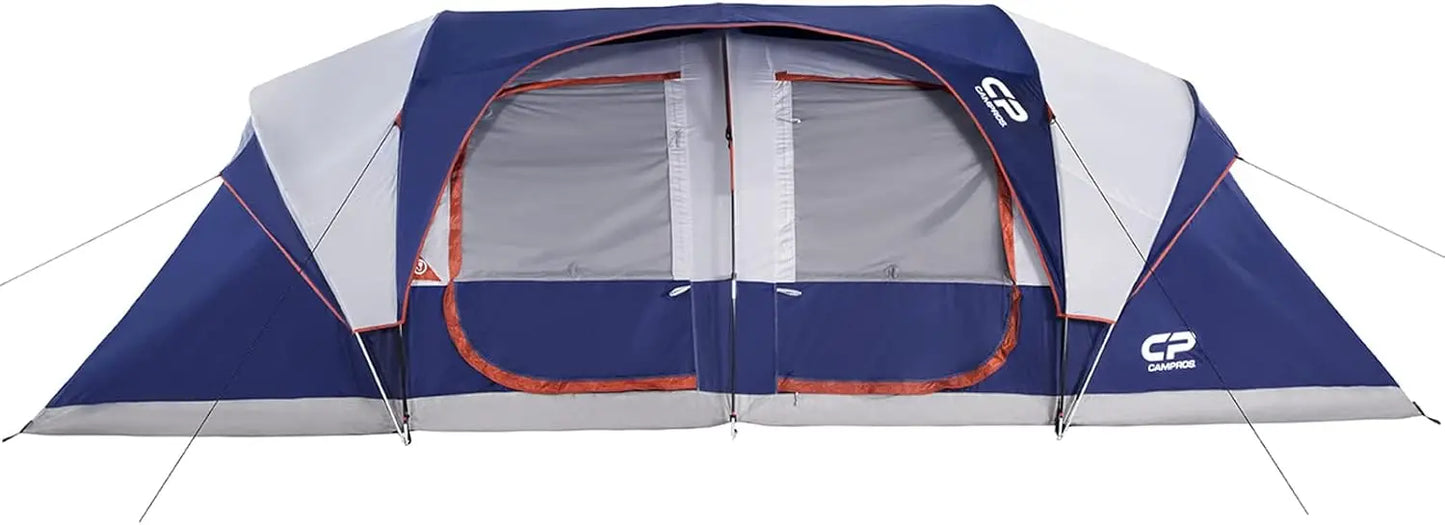 CAMPROS CP Tent 12 Person Camping Tents, 2 Room Weather Resistant Family Cabin Tent, 6 Large Mesh Windows