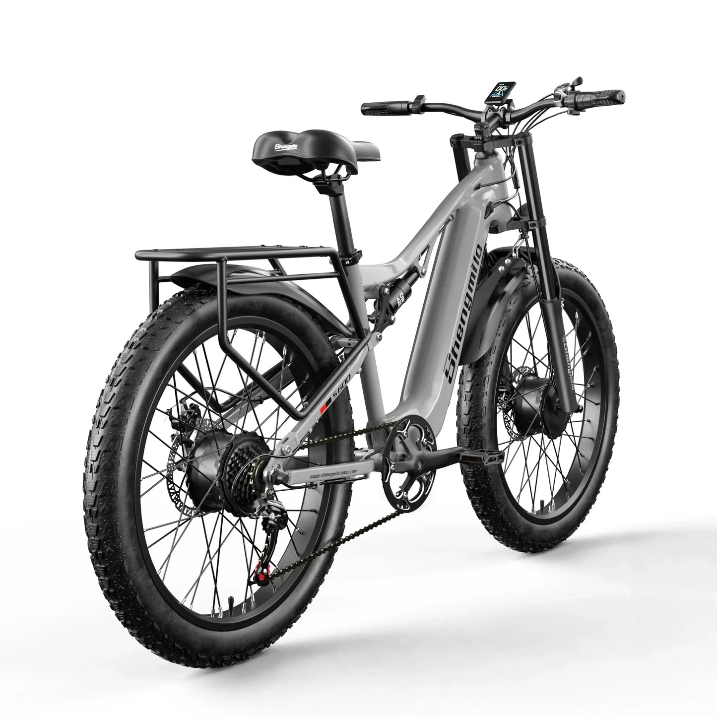 Shengmilo-S600 26” Electric Bike for Adults, 2000W Dual Motors Ebike, 31MPH, 48V 17.5AH Samsung Battery, E-Mountain Bicycle, Full Suspension Double Shoulder Fork & DNM Rear Shock, LCD Color Display