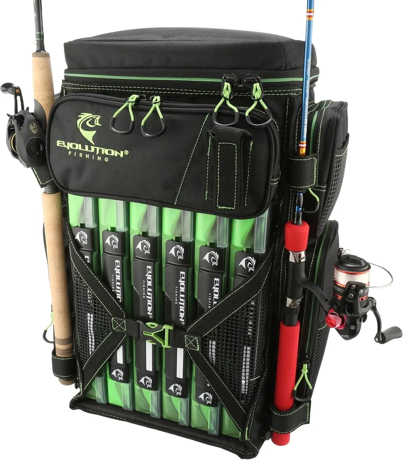 Drift Series 3700 Tackle Backpack with Rod Holders & QuikLatch Trays