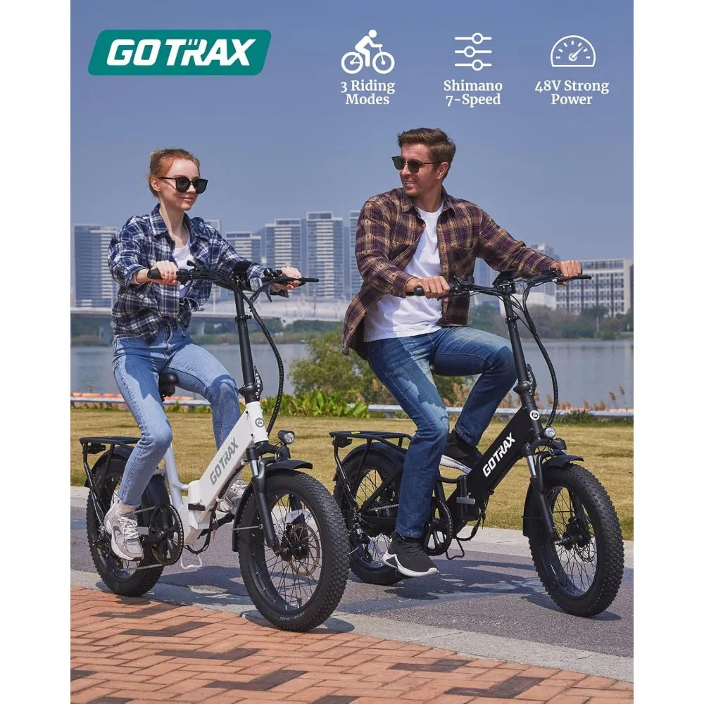 Gotrax 20" Folding Electric Bike with 55 Miles (Pedal-assist1) by 48V Battery, 20Mph Power by 500W, LCD Display and 5 Pedal-Assist Levels