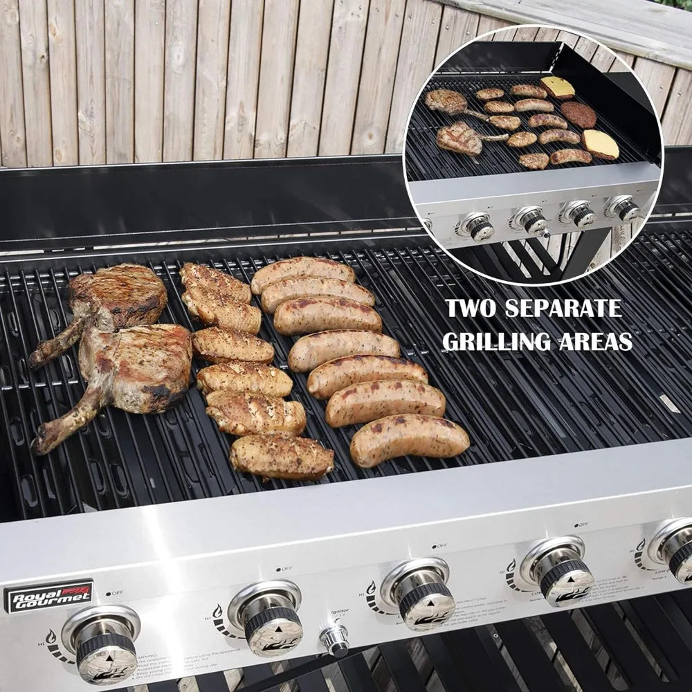 8-Burner Liquid Propane Grill, 104,000 BTU, Independently Controlled Dual Systems