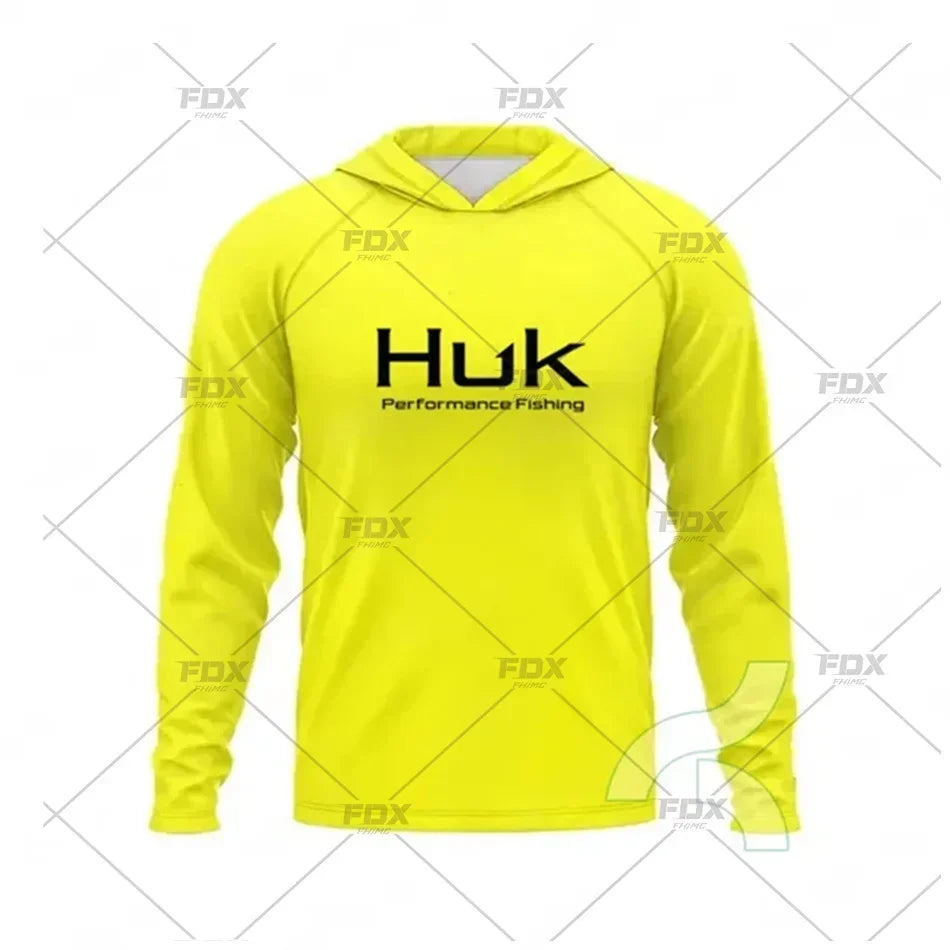 Huk Fishing Shirt UPF 50 Hooded Face Cover Fishing Clothes Summer Sun Protection Hoodie