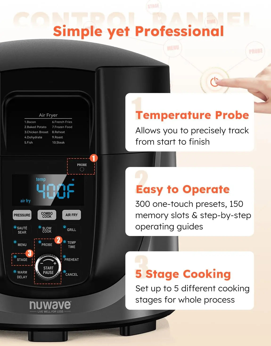 Nuwave Pressure Cooker & Air Fryer Combo 6qt