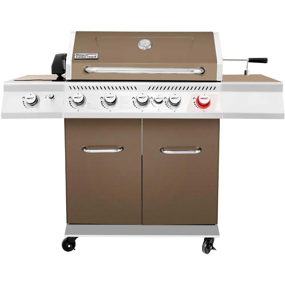 Propane Barbecue Grill With Sear Burner, Rear Burner and Side Burner