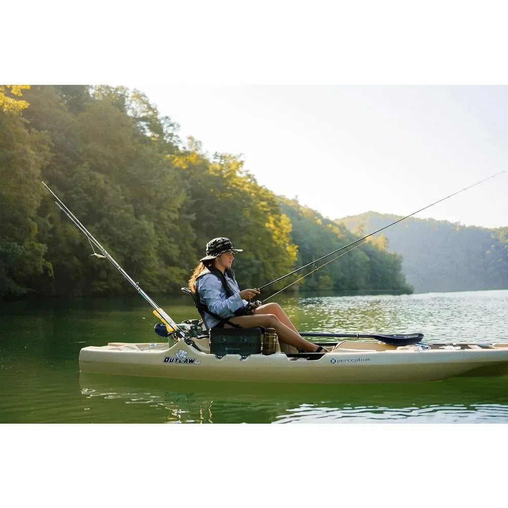 Fishing Kayak 11.5 FT Sit on Top  | Fold Away Lawn Chair Seat | 4 Rod Holders | Integrated Tackle Trays