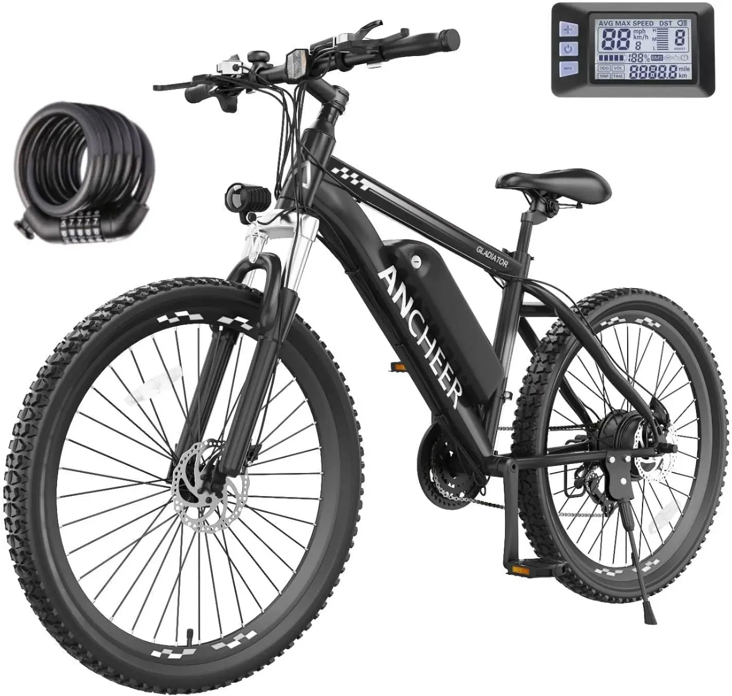 ANCHEER 500W 26" Electric Bike for Adults, [Peak 750W], 48V 10.4Ah Battery, Up to 55 Miles, 3H Fast Charge, Electric Mountain Bike, 2.1" eMTB Tire, 21 Speed, 22MPH Adults Electric Bicycle