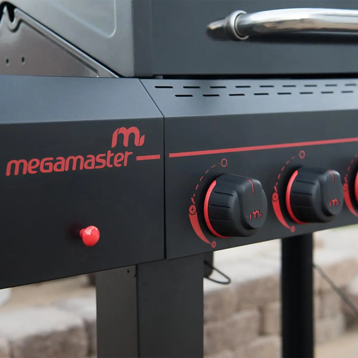 Megamaster 6-Burner Propane Barbecue Gas grill, Side Shelves With Hooks, for Camping, Outdoor Cooking, Patio, Garden Barbecue Grill, Open Cart With Side Tables, Black