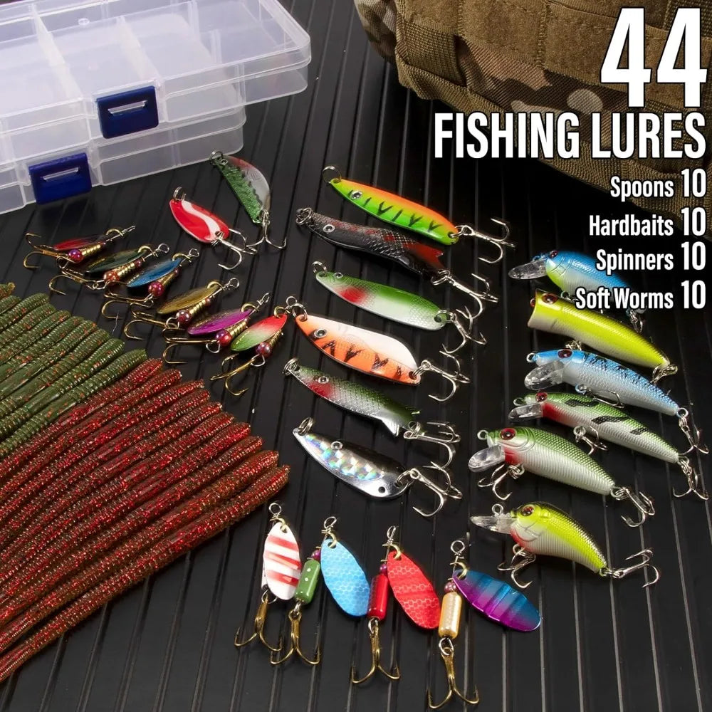 Telescopic Rod and Reel Combo With 125-Piece Fishing Gear Set
