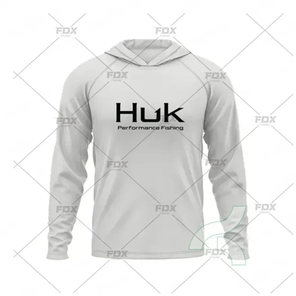 Huk Fishing Shirt UPF 50 Hooded Face Cover Fishing Clothes Summer Sun Protection Hoodie