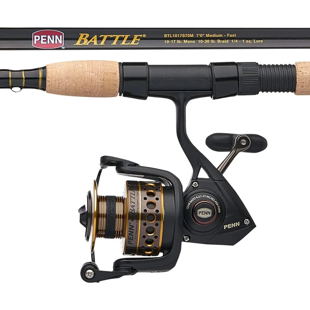 Battle Spinning Reel and Fishing Rod Combo