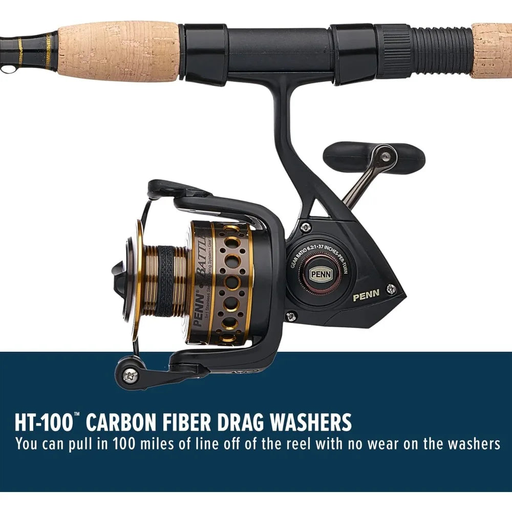 Battle Spinning Reel and Fishing Rod Combo