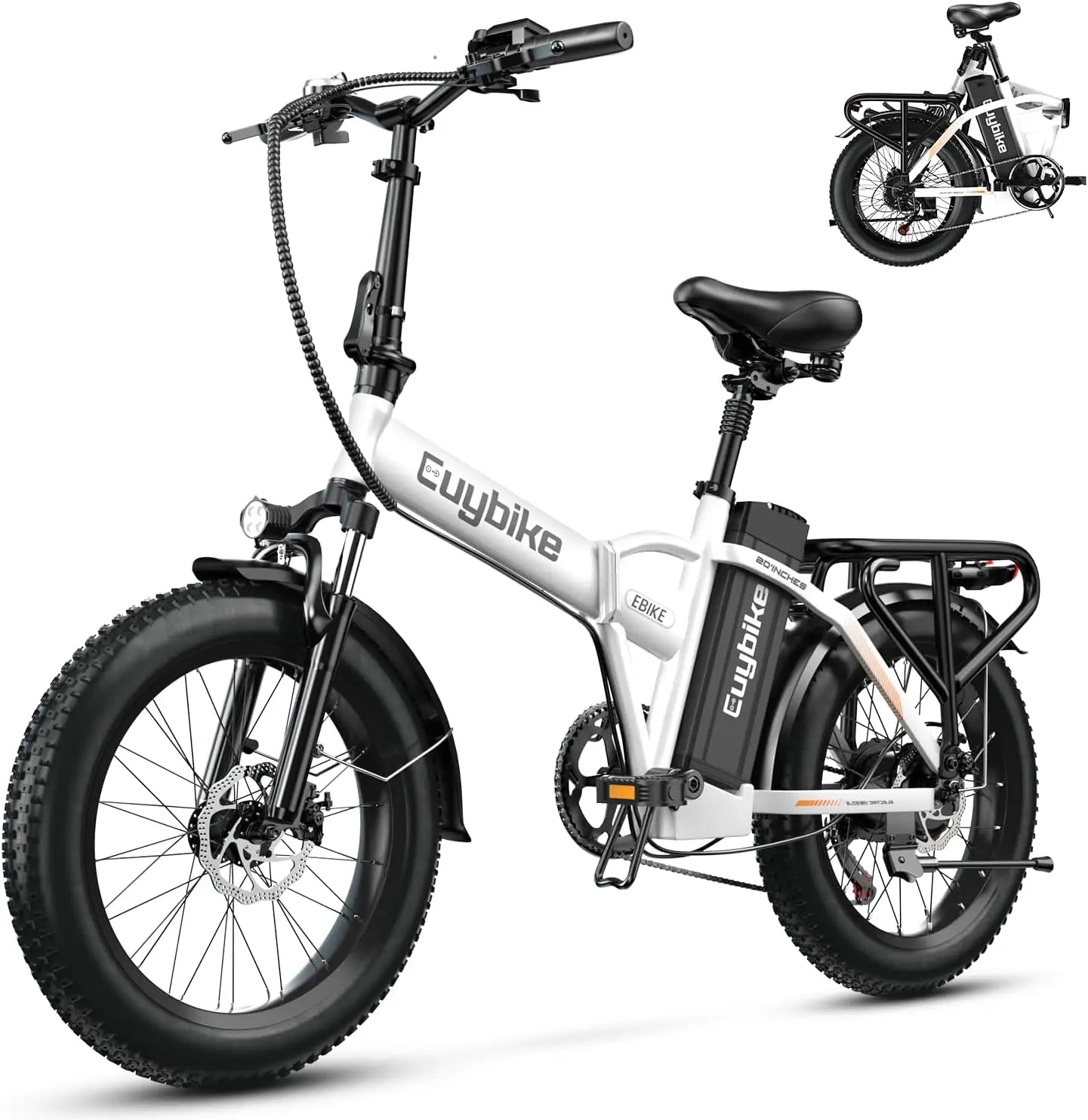 1000W Folding Electric Bike, 48V 20AH Large Removable Battery E Bike, 30+MPH, 80 Miles Max Range, 20" Fat Tire Electric Bike for Adults, Adult Electric Bicycles for Commute Beach Snow