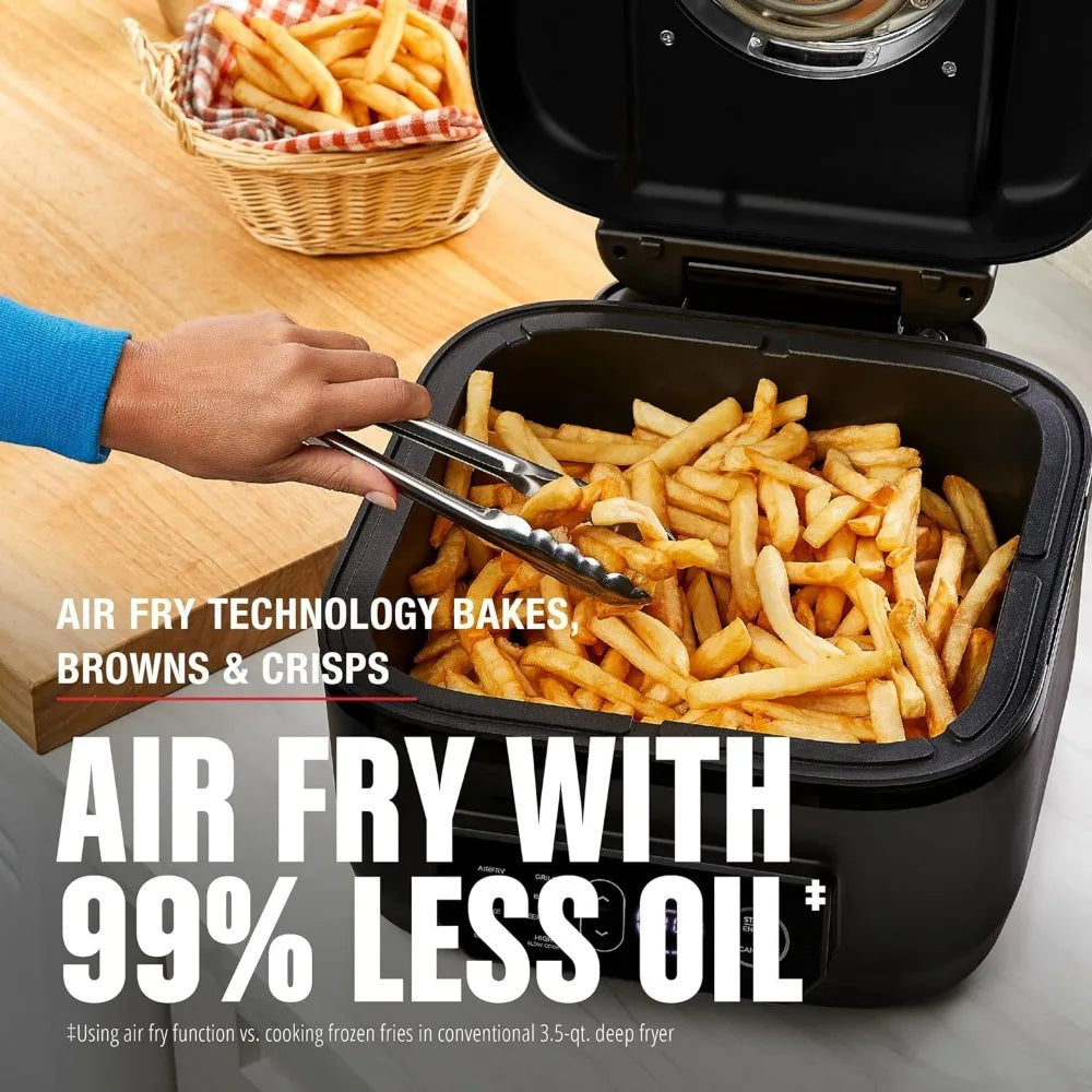 7-in-1 Electric Grill with Air Fry Technology, Adjustable Temperature, Removable Nonstick Grill Plate and Drip Tray