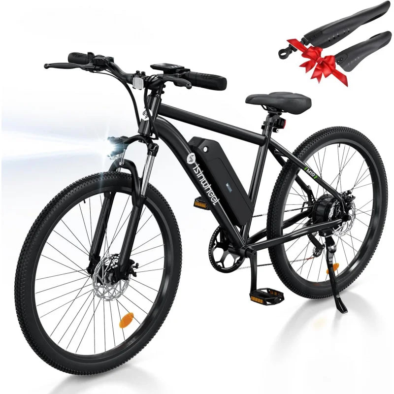 isinwheel M10 Electric Bike Adult 500W, 35-Speed Commuting Electric Mountain Bike 20MPH Max Range 55+ Miles, Removable Battery, Front Fork Suspension Lightweight Electric Bicycle