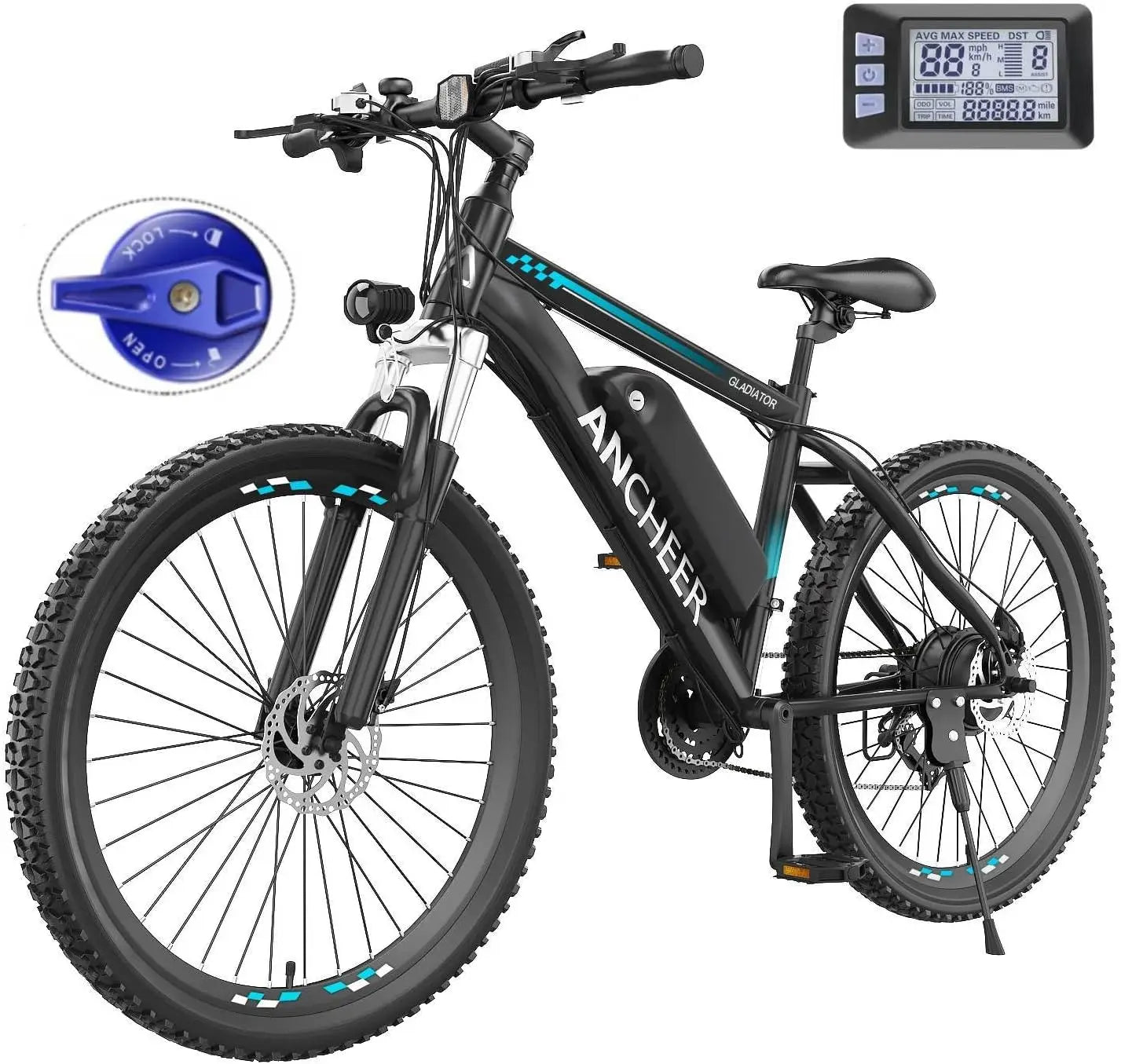 ANCHEER 500W 26" Electric Bike for Adults, [Peak 750W], 48V 10.4Ah Battery, Up to 55 Miles, 3H Fast Charge, Electric Mountain Bike, 2.1" eMTB Tire, 21 Speed, 22MPH Adults Electric Bicycle