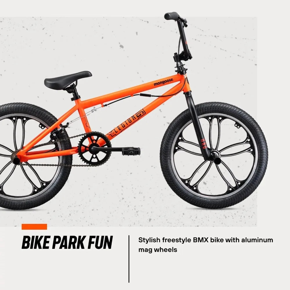 Mongoose Legion Kids Freestyle Sidewalk BMX Bike, Beginner Riders, Boys and Girls, 16-20-inch Wheels, Hi-Ten Steel Frame, Micro Drive