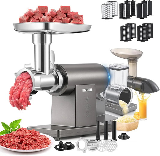 Meat Grinder Electric 3200W Meat Mincer Chopper Machine Multifunctional with Cutting Blade 3 Grinding Plates 3 Sausage Stuffers Kubbe Kit Juicer Cheese Grater Veggie Shredder