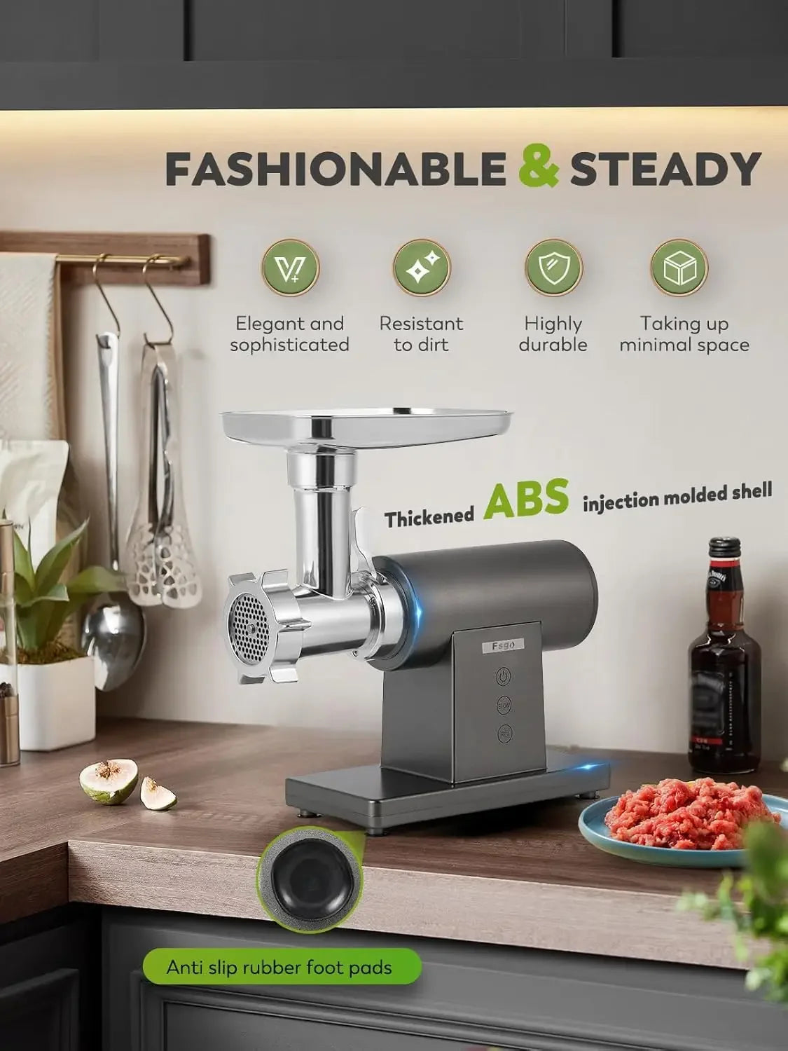 Meat Grinder Electric 3200W Meat Mincer Chopper Machine Multifunctional with Cutting Blade 3 Grinding Plates 3 Sausage Stuffers Kubbe Kit Juicer Cheese Grater Veggie Shredder