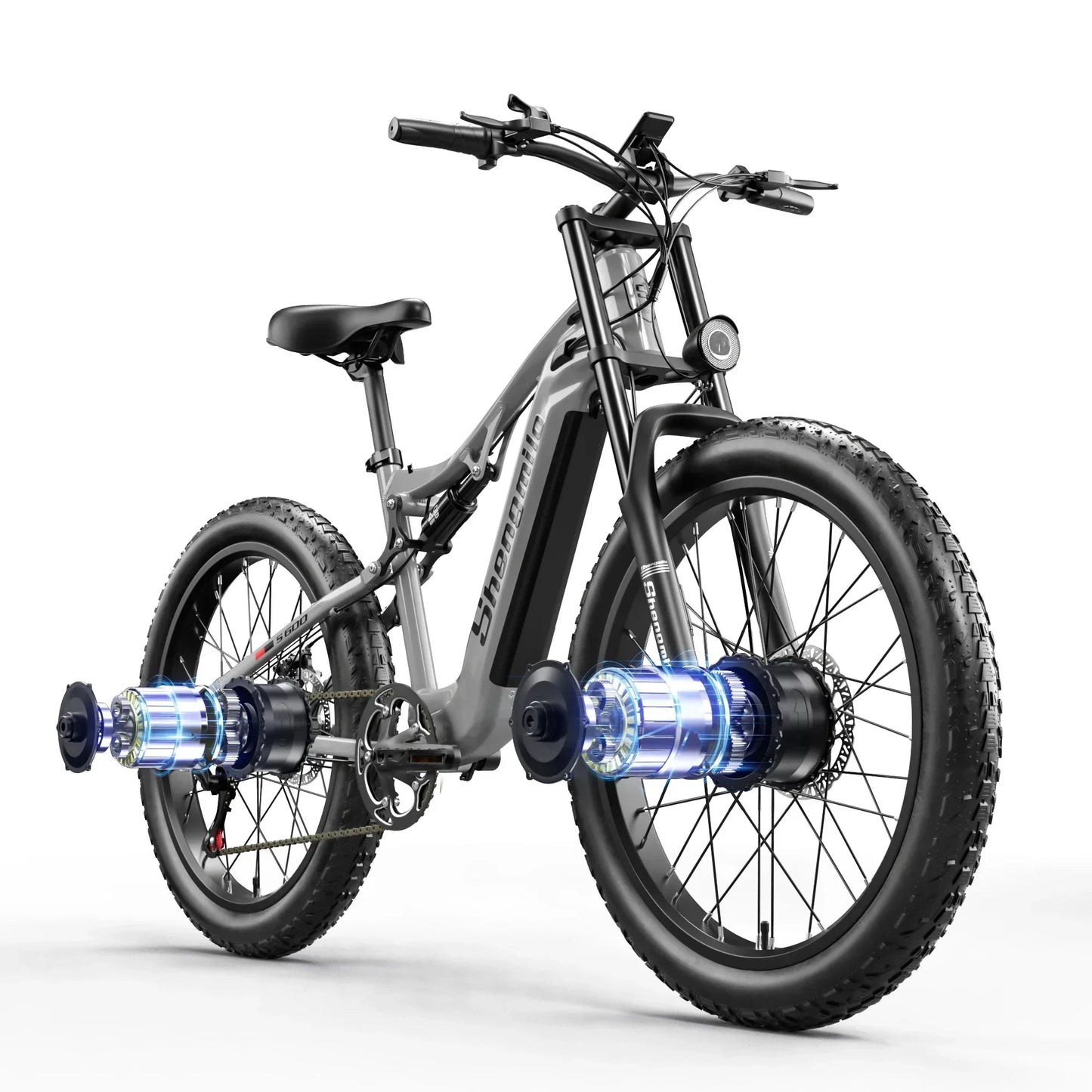 Shengmilo-S600 26” Electric Bike for Adults, 2000W Dual Motors Ebike, 31MPH, 48V 17.5AH Samsung Battery, E-Mountain Bicycle, Full Suspension Double Shoulder Fork & DNM Rear Shock, LCD Color Display