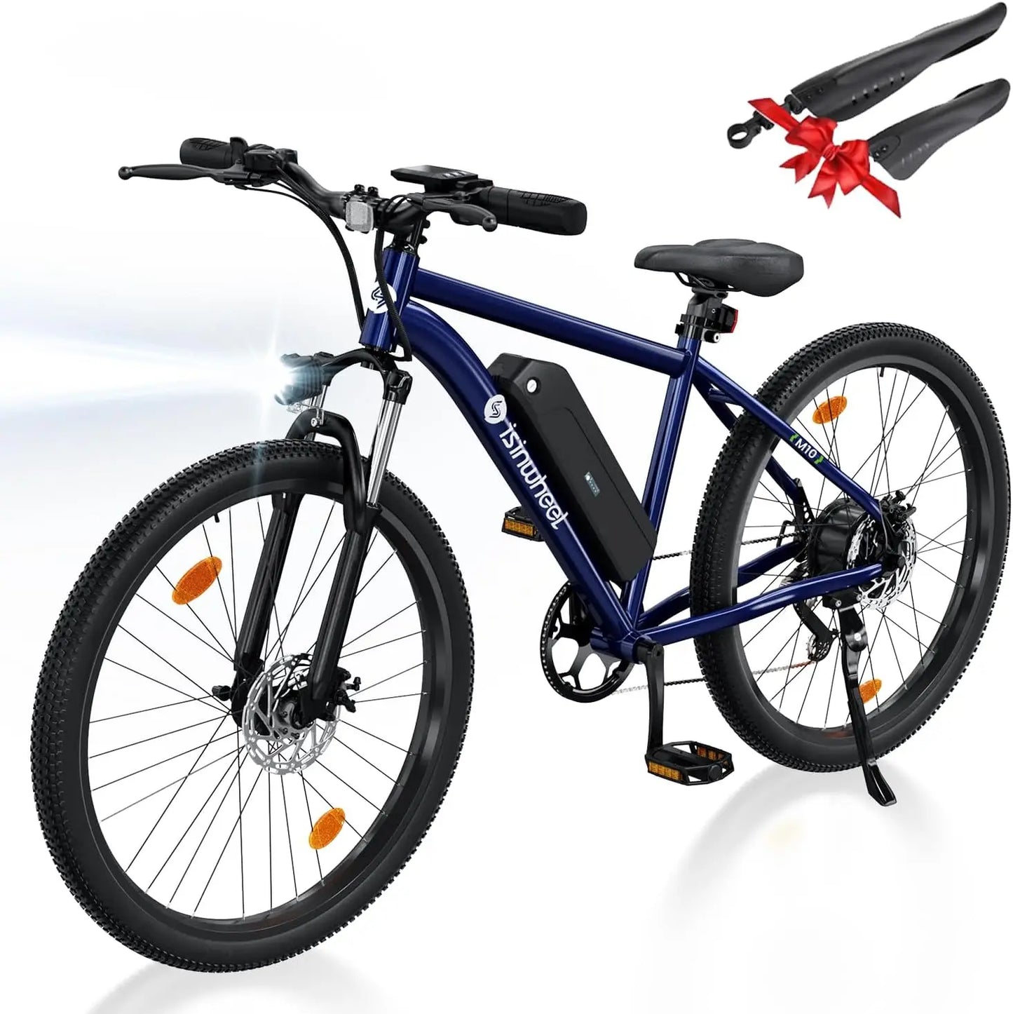 isinwheel M10 Electric Bike Adult 500W, 35-Speed Commuting Electric Mountain Bike 20MPH Max Range 55+ Miles, Removable Battery, Front Fork Suspension Lightweight Electric Bicycle