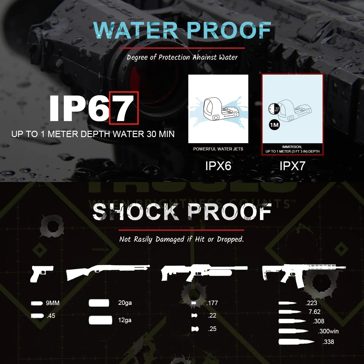 Vector Optics Frenzy 1x22x26 MOS Multi Reticles Pistol Red Dot Sight IP67 Waterproof&Auto Shut-off Fit MOJ 9mm 12GA Glock 17 19