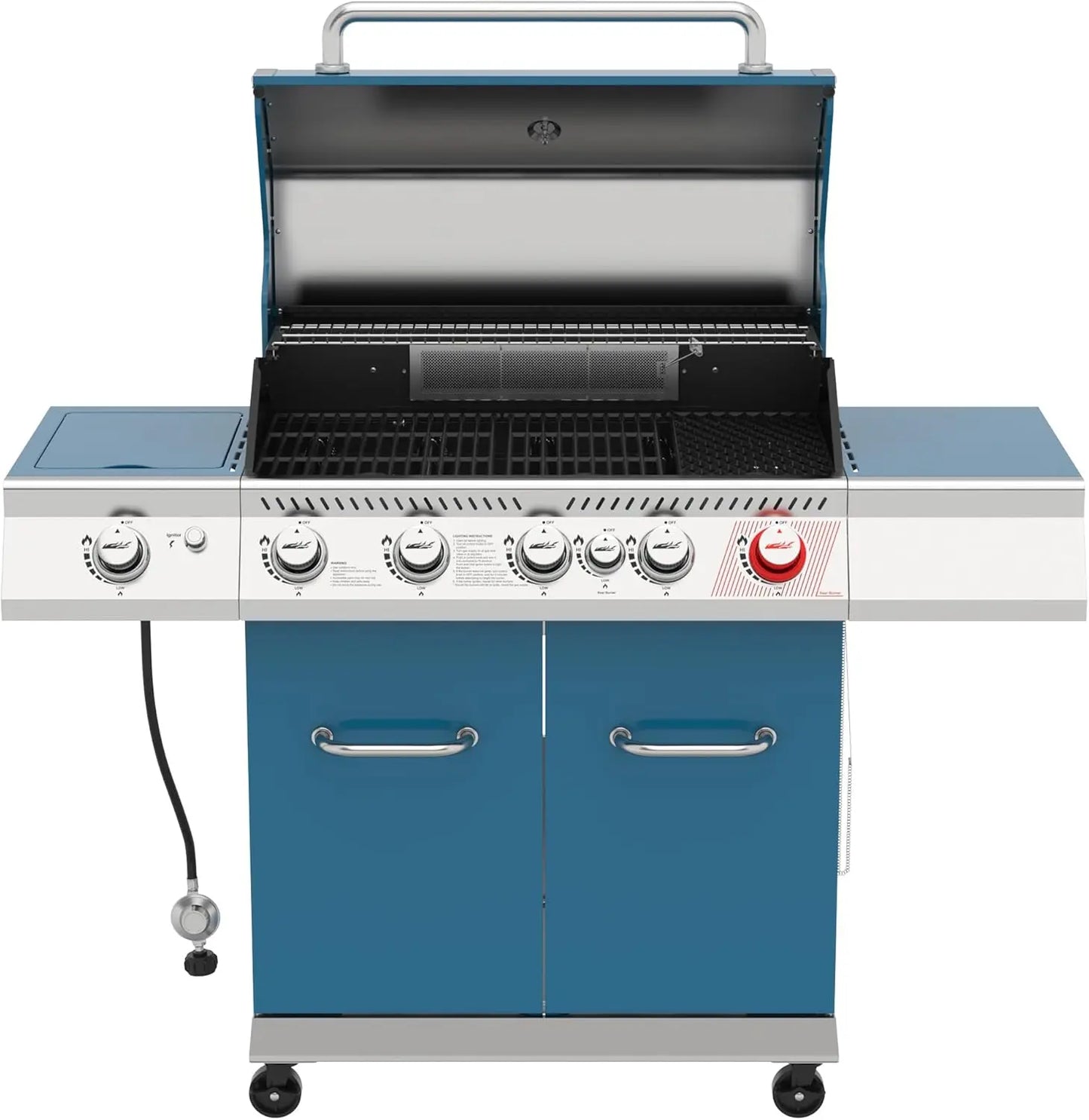 Royal Gourmet GA5403B 5-Burner Propane Gas Grill with Side Burner & Warming Rack for Outdoor Barbecue Party, 74,000 BTUs Output, 738 Sq. in. Cooking Area, Blue