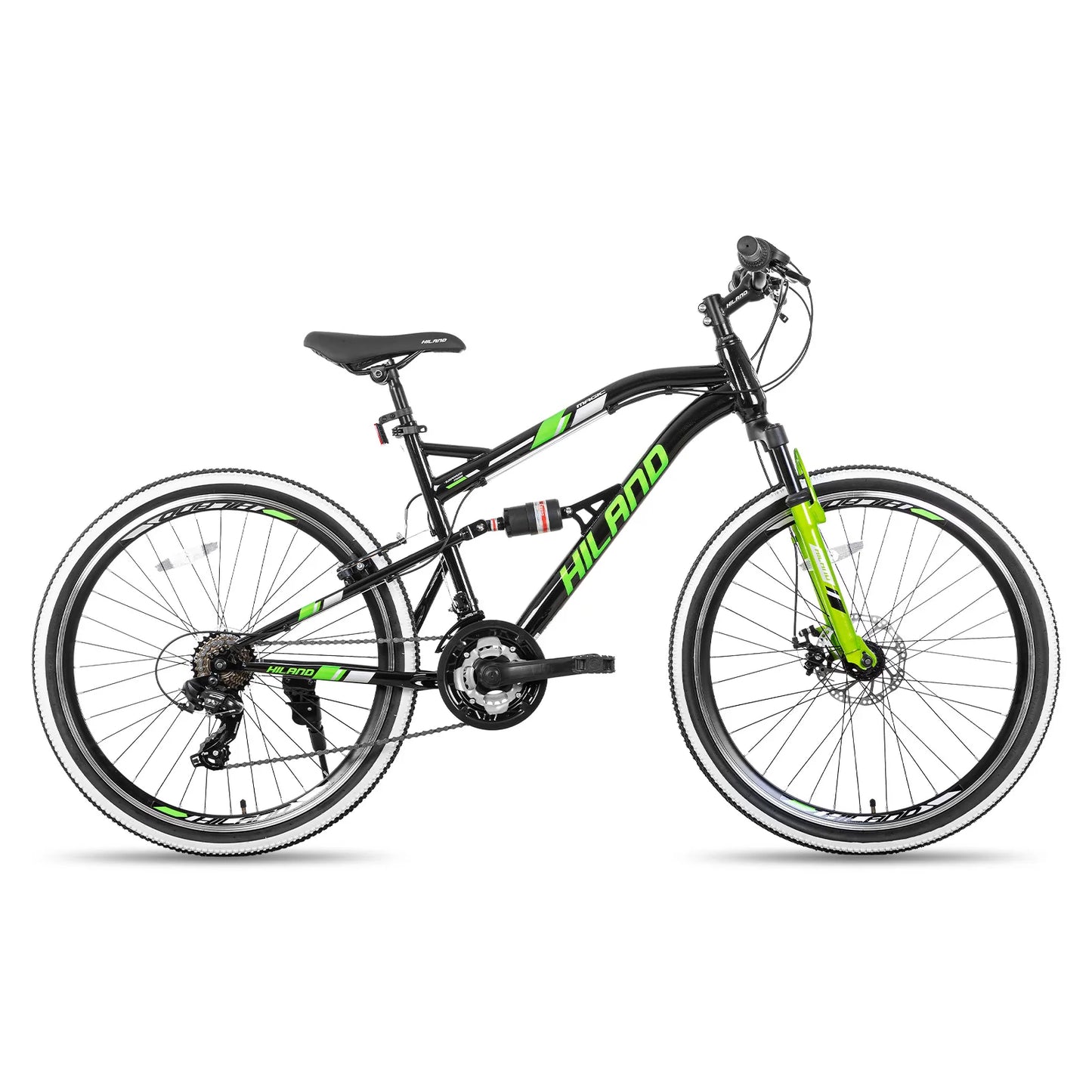 HH HILAND 26 Inch Mountain Bike, Full-Suspension 21 Speeds Drivetrain, MTB Bicycle for Men / Women