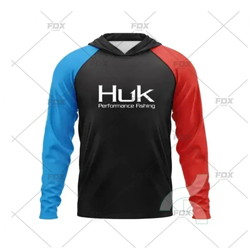 Huk Fishing Shirt UPF 50 Hooded Face Cover Fishing Clothes Summer Sun Protection Hoodie