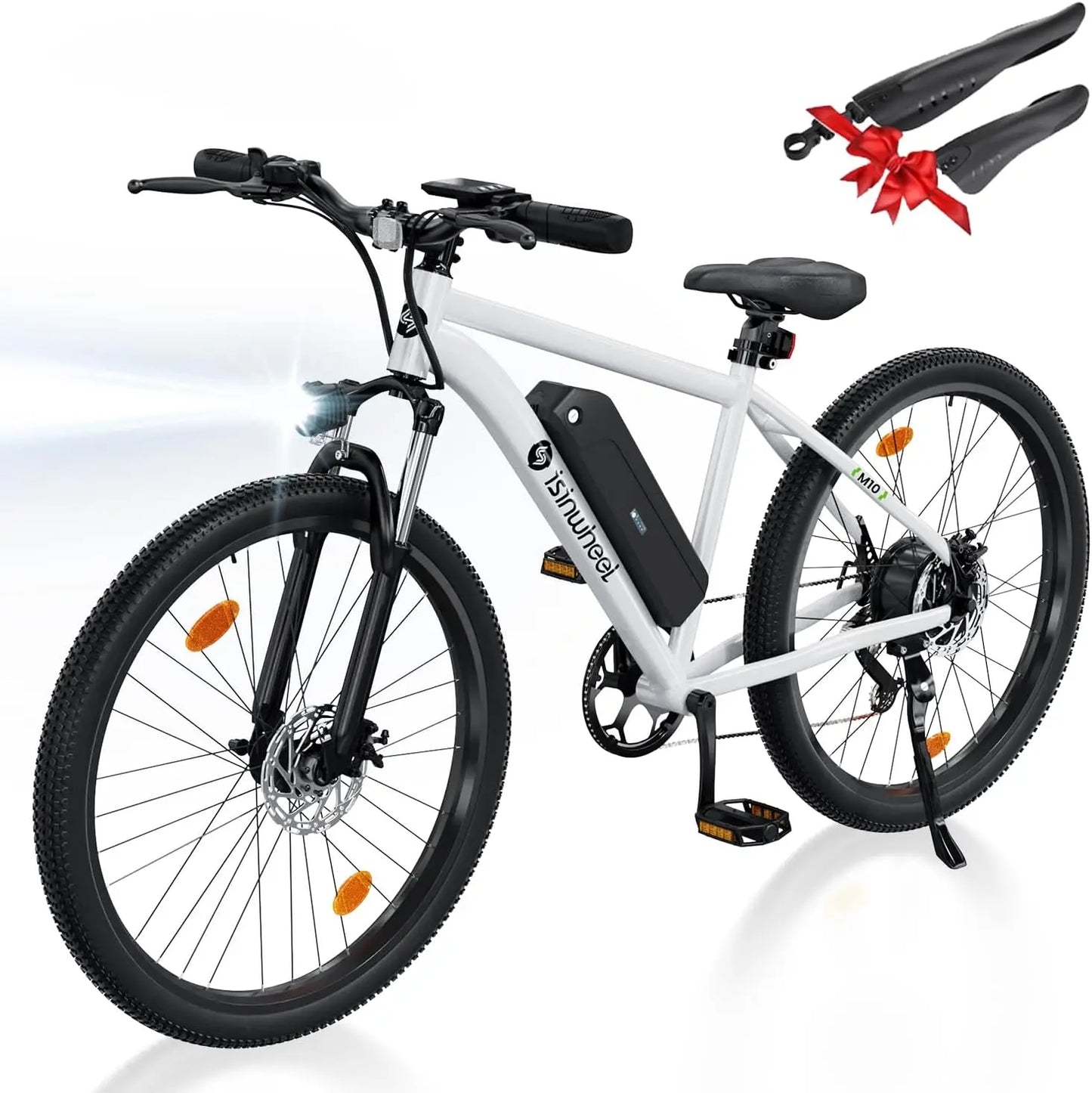 isinwheel M10 Electric Bike Adult 500W, 35-Speed Commuting Electric Mountain Bike 20MPH Max Range 55+ Miles, Removable Battery, Front Fork Suspension Lightweight Electric Bicycle