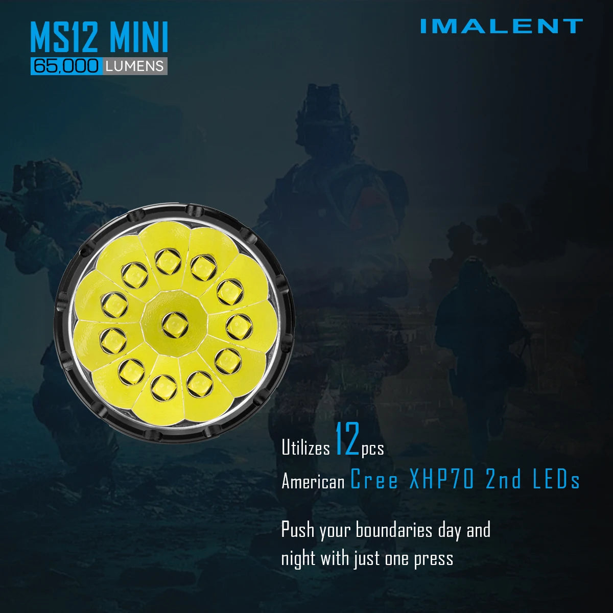 IMALENT MS12 MINI High Power Flashlight 65000 Lumens, Rechargeable