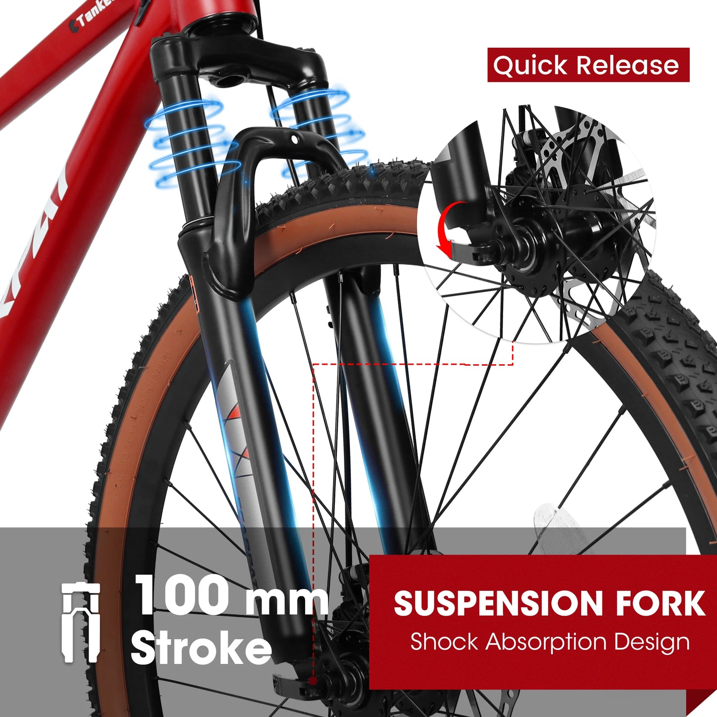 Ecarpat Mountain Bike 27.5 Inch Wheels, 21-Speed Mountain Bike, Aluminium Frame Disc Brakes Thumb Shifter Front Fork Bicycle