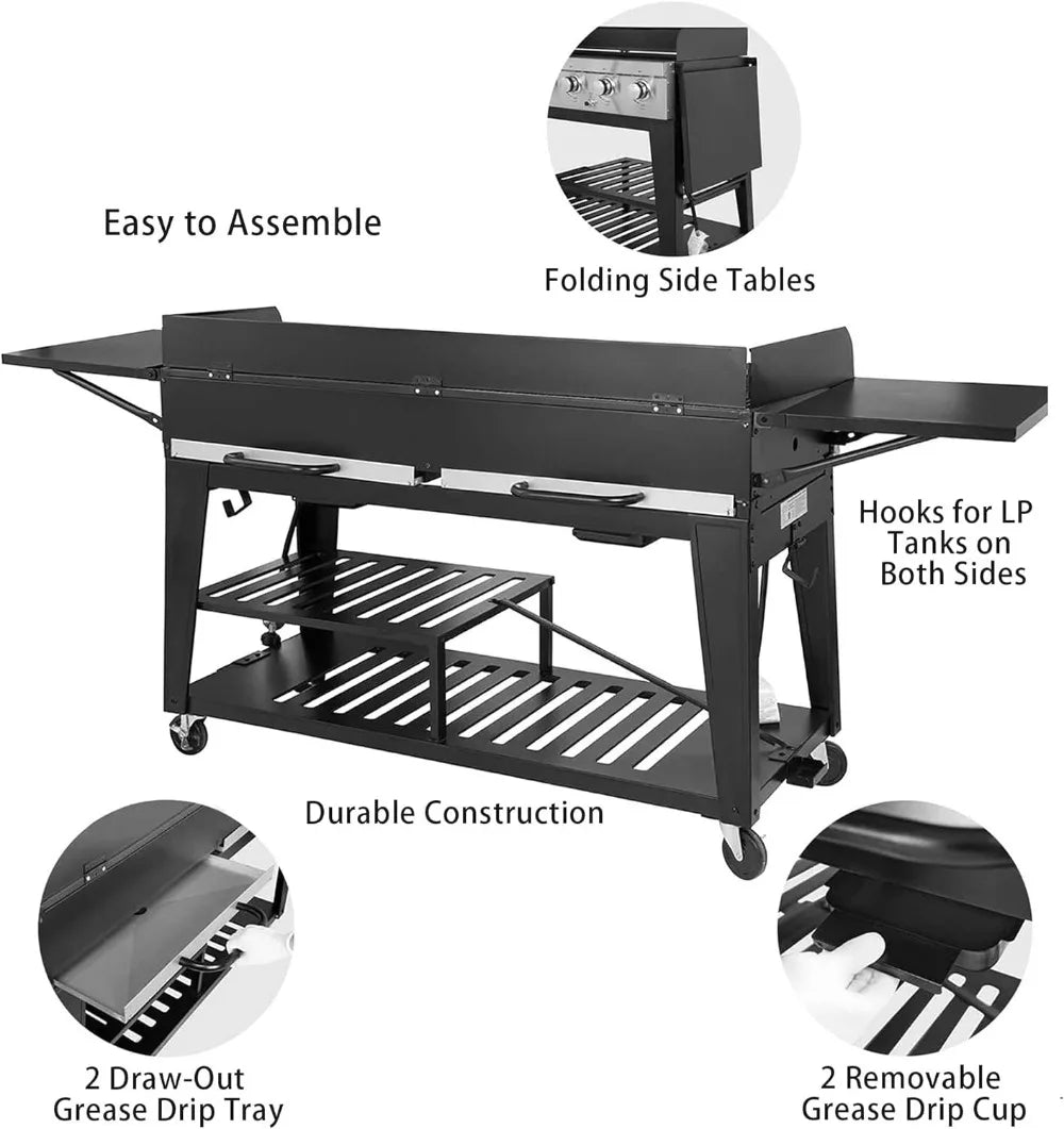 8-Burner Liquid Propane Grill, 104,000 BTU, Independently Controlled Dual Systems