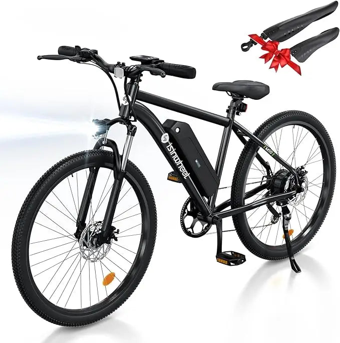 isinwheel M10 Electric Bike Adult 500W, 35-Speed Commuting Electric Mountain Bike 20MPH Max Range 55+ Miles, Removable Battery, Front Fork Suspension Lightweight Electric Bicycle