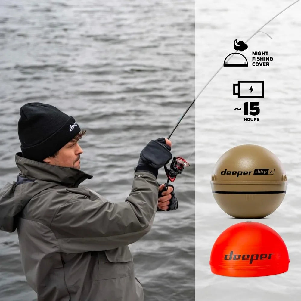 Deeper Chirp 2 Sonar Fish Finder - Portable Fish Finder and Depth Finder for Kayaks, Boats and Ice Fishing | No GPS | Castable Deeper Fish Finder with Free User Friendly App