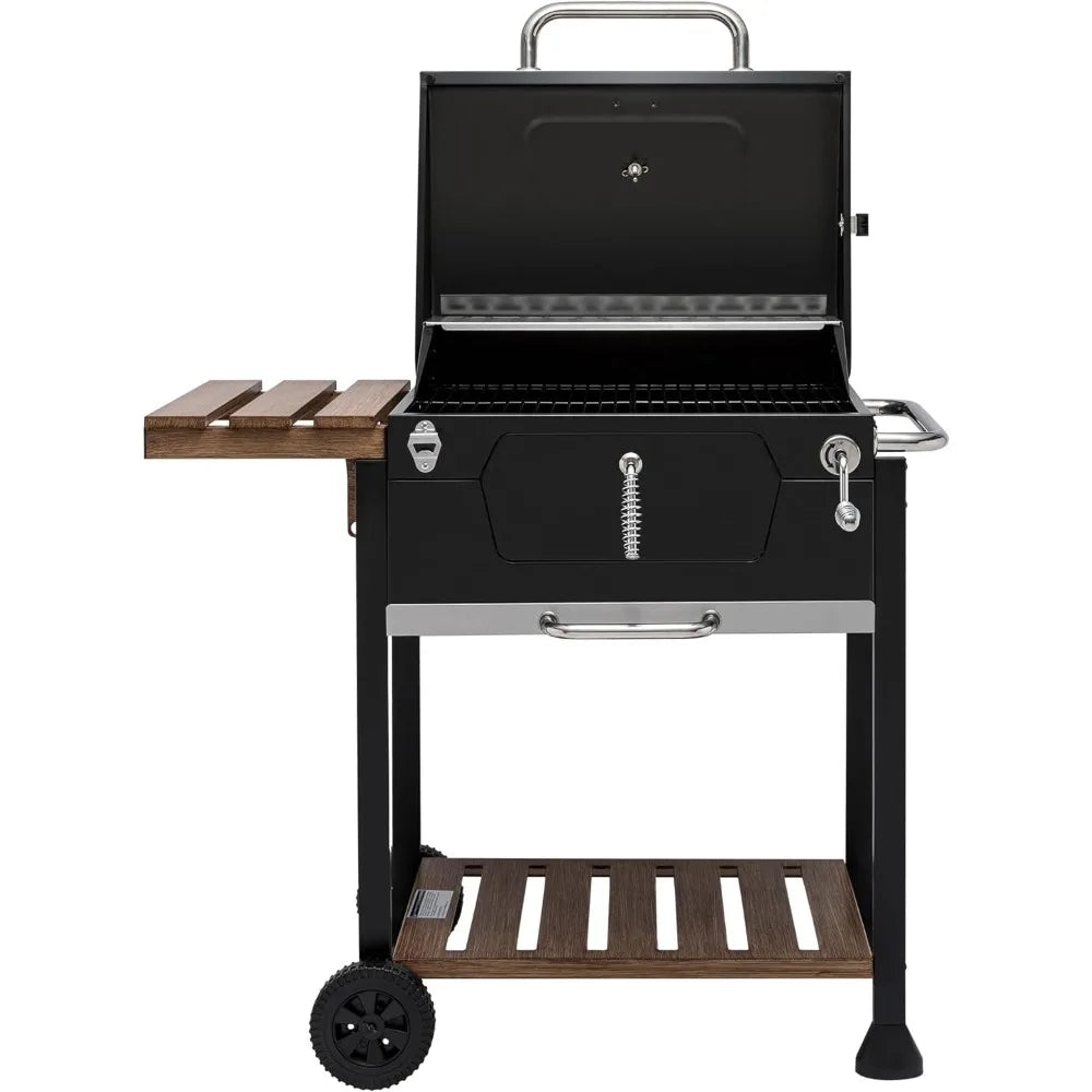 Royal Gourmet 24-Inch Charcoal Grill, BBQ Smoker with Handle and Folding Table