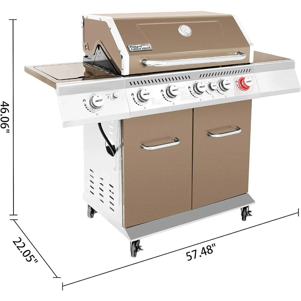 Propane Barbecue Grill With Sear Burner, Rear Burner and Side Burner