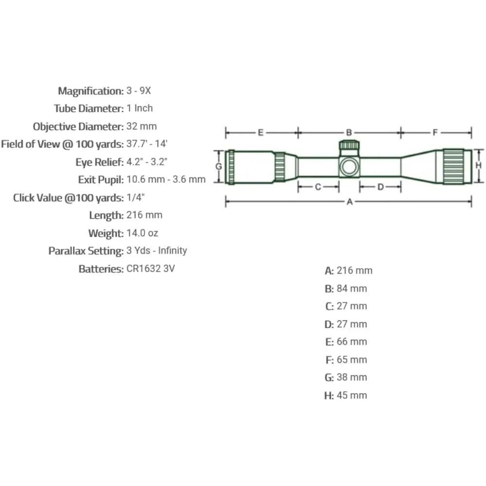 AO Rifle Scope 3-9X32