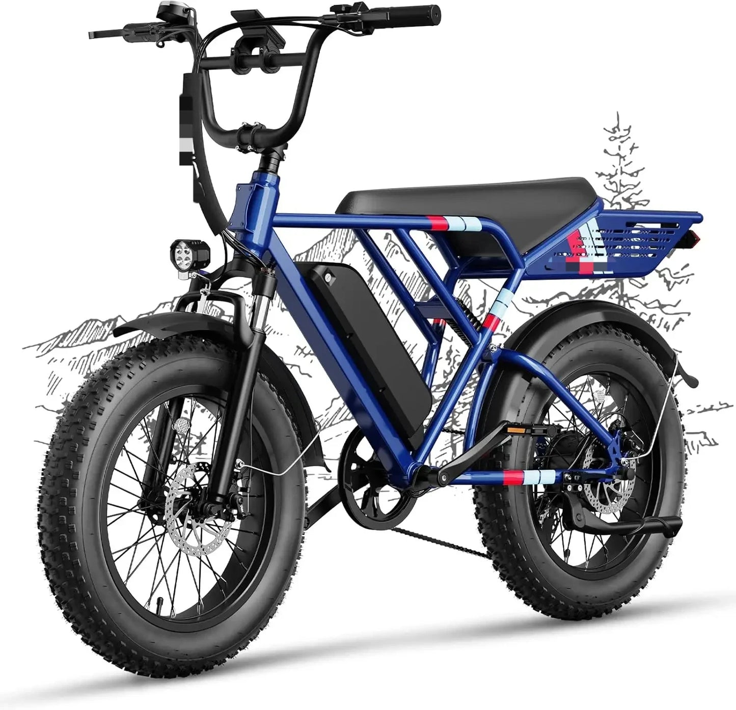 Jasion RetroVolt Electric Bike for Adults, [1200W Peak Upgrade Motor & 30MPH & 70Miles] Full Suspension Ebike, 20" Fat Tire All-Terrain E-Bike with 48V 13Ah Removable Battery Moped Electric Bicycle