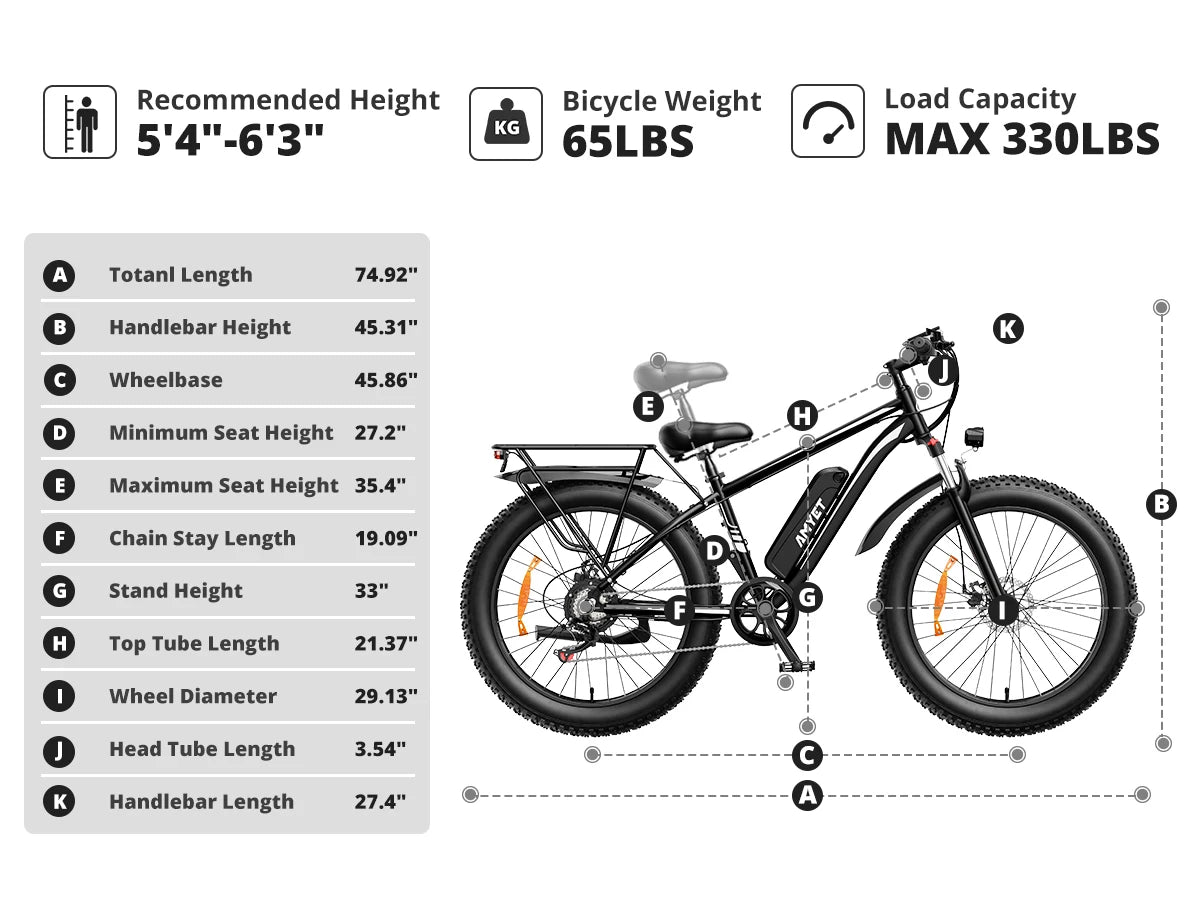 EB26 Electric Bike for Adults Peak 1500W Electric Bicycle 48V 15AH (720WH) Battery Electric Bike 26" Fat Tire Mountain 28mph 7 Speed Gears Dual Shock Absorber Electric Bike