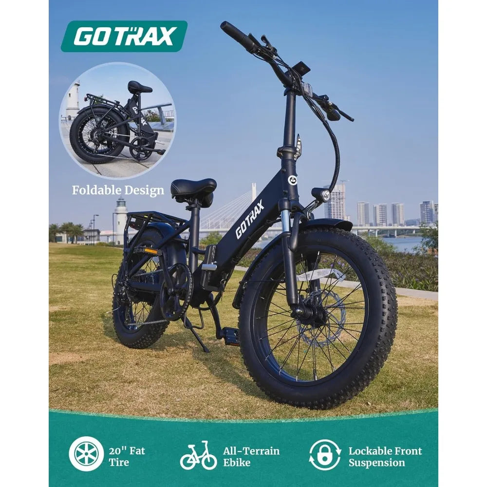 Gotrax 20" Folding Electric Bike with 55 Miles (Pedal-assist1) by 48V Battery, 20Mph Power by 500W, LCD Display and 5 Pedal-Assist Levels