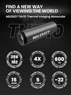 MiLESEEY Thermal Monocular T-Recon Hunter, 256x192 (25 Hz) TNV10 Aircraft Mg-Al Alloy Thermal Monocular for Hunting Handheld Thermal Imaging, Thermal Monocular Night Vision