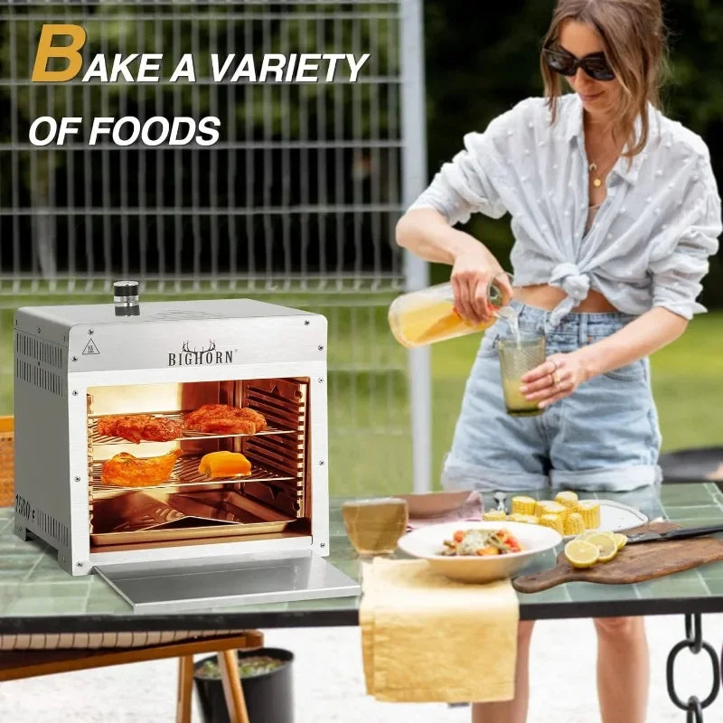 Portable Propane Infrared Broiler, 1500 Degree Stainless Steel Tabletop Grill