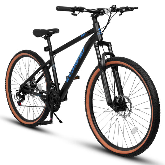 Ecarpat Mountain Bike 24 Inch Wheel, 21-Speed 15" Steel Frame, Mens Womens Trail/Commuter/Mountain Bike Disc Brake